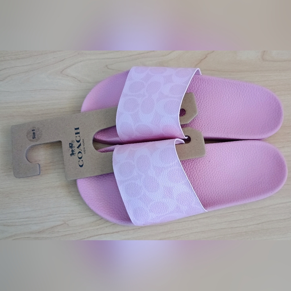 New! Coach Udele Sport Powder Pink Slide Sandals - Picture 5 of 5